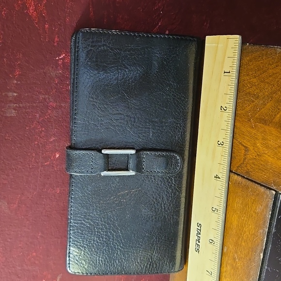 Wilsons Leather Pelle Studio Ladies Black Bifold Wallet & Checkbook - Pre-owned - Picture 3 of 8